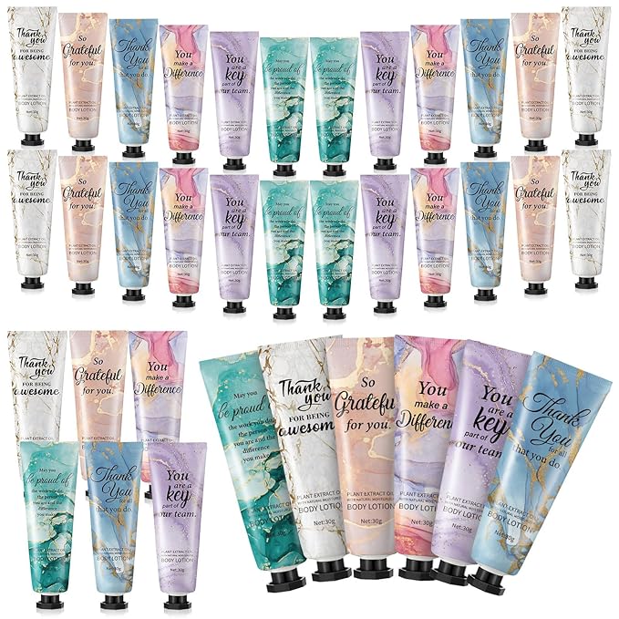 24pcs Employee Appreciation Team Gifts Bulk Travel Size Hand Cream Inspirational Thank You Gifts for Women Dry Skin Hand Lotion Bulk for Teachers Day Christmas Staff Employees Coworkers Women