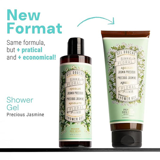 Panier des Sens - Jasmine Moisturizing Body Wash for Women & Men - Gentle Shower Gel with 96% Natural Ingredients for Normal, Sensitive Skin - Body Care Made in France, SLS Free, Vegan - 6.8 Floz