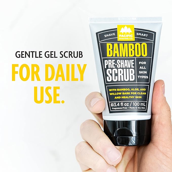 Pacific Shaving Company Bamboo Pre-Shave Scrub - Exfoliating Face Scrub & Cleanser - Daily Face Wash for Men with Aloe Vera & Willow Bark Extract - Soothes, Moisturizes & Controls Blemishes (2 Pack)