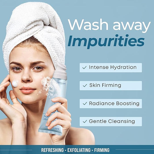 Hyaluronic Acid & Collagen Face Wash – Dermatologist Tested, Anti-Aging, Korean Skin Care, Hydrates Firms Soothes – Clean, Vegan, Gentle Facial Cleanser for Dry Sensitive Skin, 200 ML