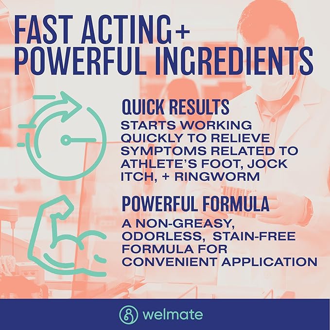 WELMATE - Athletes Foot Treatment Extra Strength - Antifungal Cream - Butenafine Hydrochloride - Relief from Ringworm, Athlete's Foot & Jock Itch - Foot Care - Nail Fungus Treatment for Toenail - 1oz