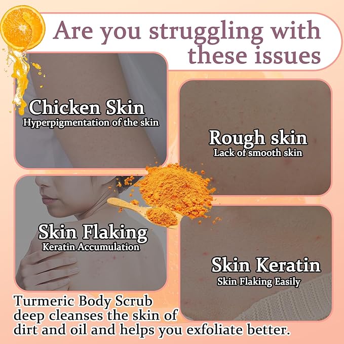 Turmeric Body Scrub,Deep Cleansing Handmade Exfoliating Body Scrub,Moisturizing Skin Turmeric Face Exfoliator for All Skin Types