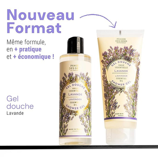 Panier des Sens – Lavender Moisturizing Body Wash for Women & Men - Gentle Shower Gel 96% Natural Ingredients for Normal, Sensitive Skin - Body Care Made in France, SLS Free, Vegan - 8.45 Floz
