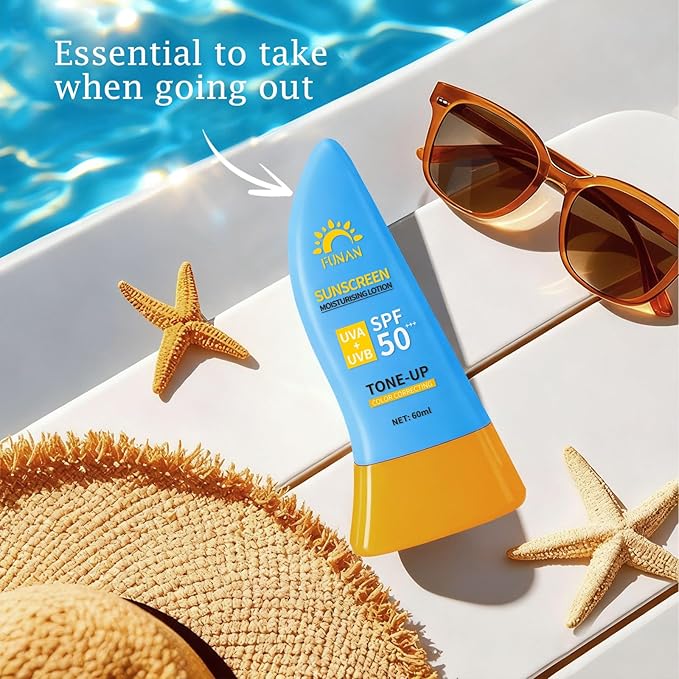 FUNAN Face Sunscreen SPF 50+,Waterfull Tone-Up Sunscreen Serum,Base lotion Color Correcting,Oil Free & Oxybenzone Free,2.1 Fl Oz