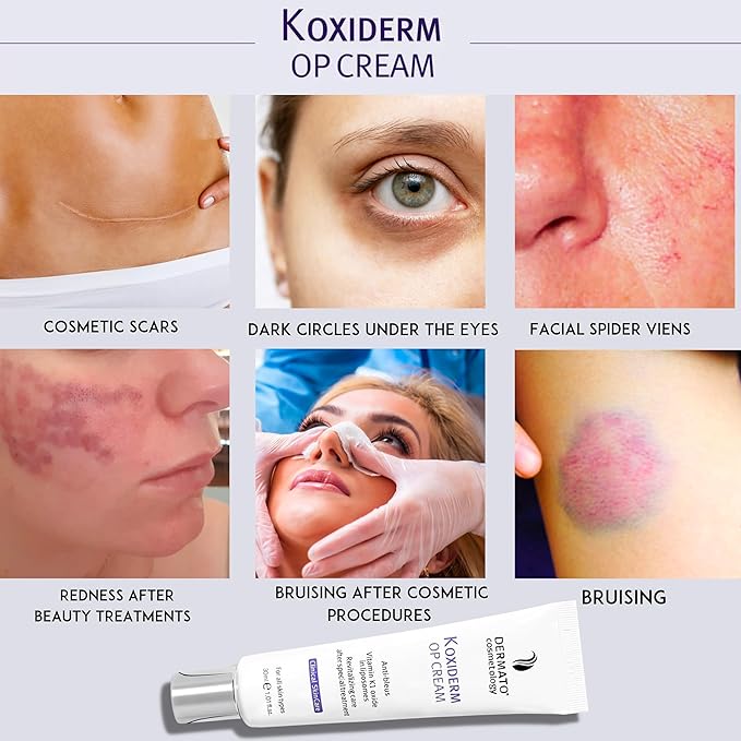Vitamin K1 Oxiderm Cream Minimizing Appearance of Old and New Scars, Dark Eye Circles, Bruises, Varicose Veins, Purpura and Redness 1.01Oz
