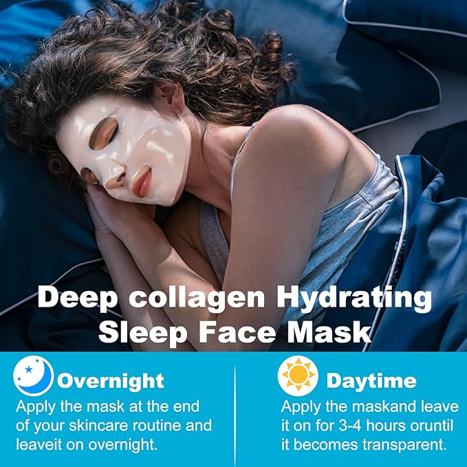 Collagen Face Mask, Deep Collagen Anti Wrinkle Lifting Mask Hydrogel Masks with Low Molecular Sheet Mask Overnight Hydrating Face Mask for Firming,Elasticity, Moisturizing for All Skin Types