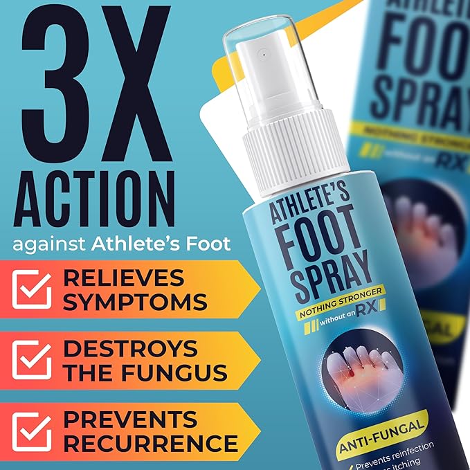 Athleteβs Foot Spray with Tea Tree Oil | Antifungal Treatment for Athleteβs Foot, Jock Itch, Ringworm | Soothes Itchy, Irritated Skin on Feet, Groin & Inner Thighs | Relieves Burning | 120ml