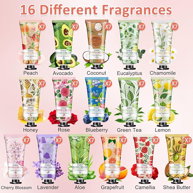 112 Pack Moisturizing Hand Cream Set, Bulk Hand Lotion Travel Size for Dry Cracked Hands, Mini Hand Cream for Mom Gifts, Teacher Gifts, Thank You Gifts, Birthday Gifts and Bridal Shower Gifts