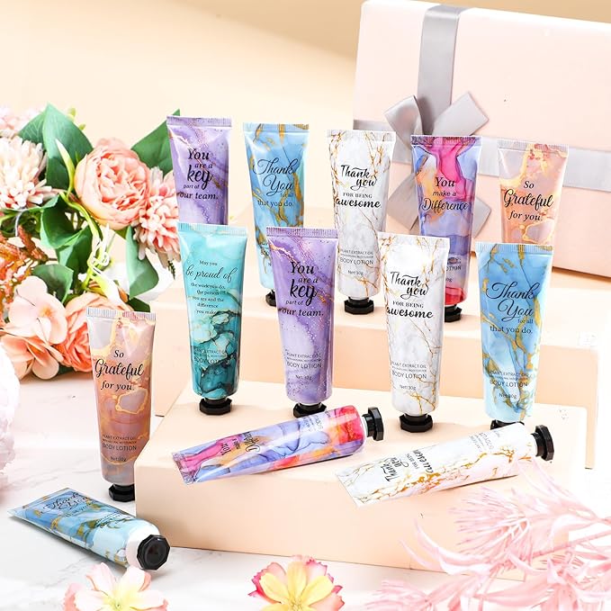 24pcs Employee Appreciation Team Gifts Bulk Travel Size Hand Cream Inspirational Thank You Gifts for Women Dry Skin Hand Lotion Bulk for Teachers Day Christmas Staff Employees Coworkers Women