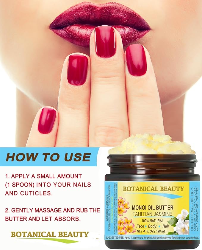 Botanical Beauty MONOI OIL BUTTER TAHITIAN JASMINE Pure Natural Virgin Unrefined RAW for FACE, SKIN, BODY, DAMAGED HAIR, NAILS (16 Fl Oz)