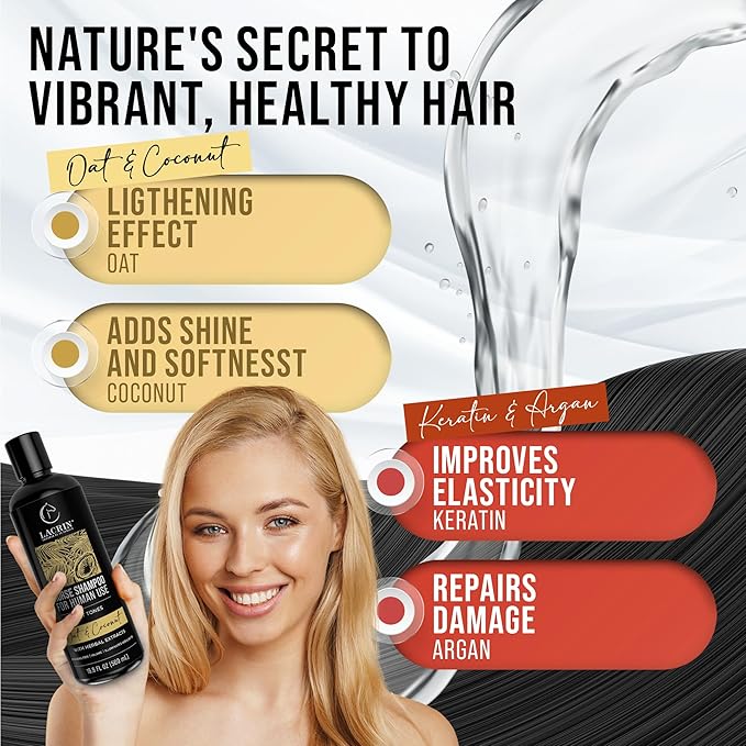 Oat & Coconut Shampoo + Keratin & Argan Conditioner Bundle – As Seen on Shark Tank – Strengthens, Brightens, Moisturizes - Perfect Bundle For Light Tones, 33.8 Fl Oz, Duo Pack