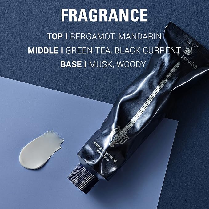 Scott Hamish Claymore Radiance Hand Cream - Hand Moisturizer for Dry, Cracked Hands with Shea Butter & Milk Thistle – Non Greasy Velvet Finish - Bergamot Mandarin and Musky Scent, 1.69oz.