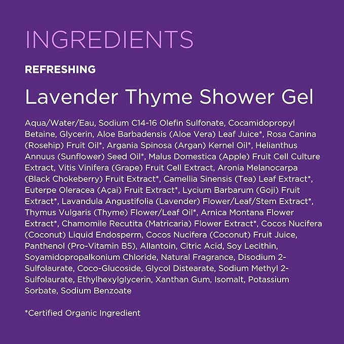 Andalou Naturals Lavender Thyme Refreshing Shower Gel, 8.5 Ounce