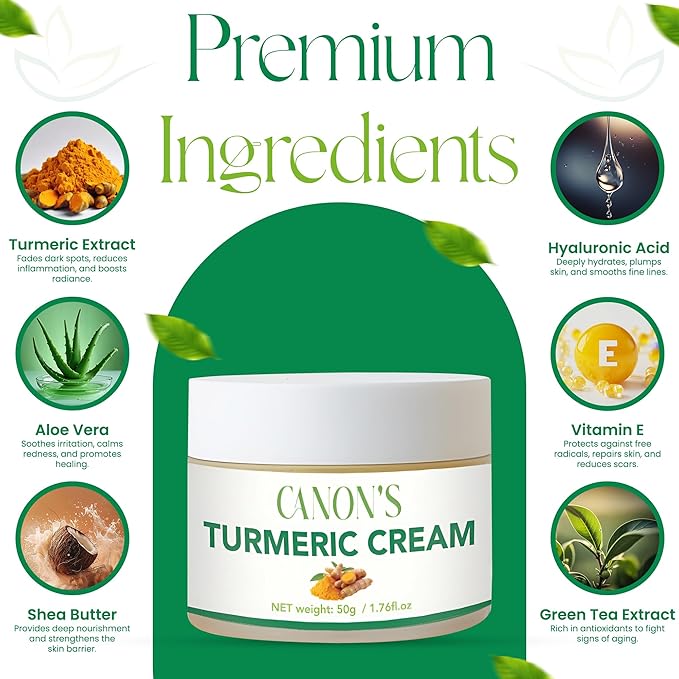 Turmeric Brightening Face Cream β Anti-Aging Facial Moisturizer with Vitamin E, Reduces Dark Spots, Wrinkles, and Improves Skin Tone β Skin Lightening Cream / 1.76fl oz