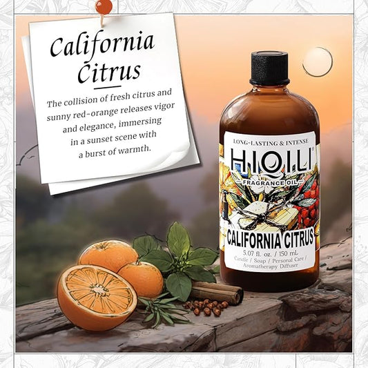 HIQILI California Citrus Fragrance Oil for Home Diffuser, Inspired by Alr-Cologne Cl.Calif, Making Candle, Soap & Air Freshener Spray, Fresh Hotel Scents - 5.07 Fl Oz