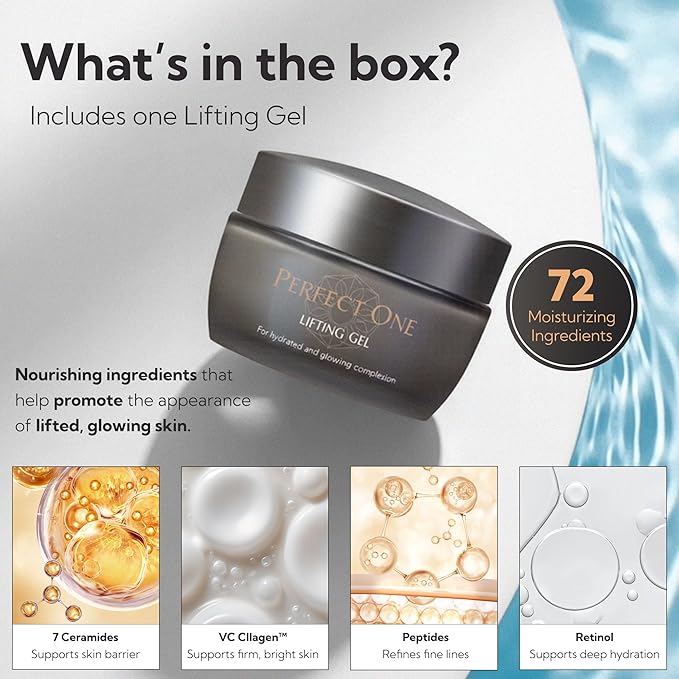 PERFECT ONE Lifting Gel - All-in-One Skin Care, Face Serum, Gel Moisturizer - With VC Collagen, Niacinamide, Retinol, and Hyaluronic Acid - Helps The Skin Appear Firmer and Moisturized, 50g