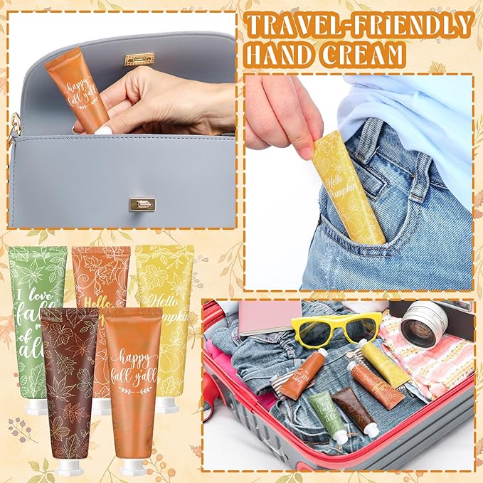 60 Pcs Fall Hand Cream Bulk, Mini Pumpkin Lotion, 30ml Natural Botanical Fragrance Fall Lotion for Chapped Hands, Thanksgiving Favors, Employee Gifts, Baby Shower, Travel, Work, Team, Staff