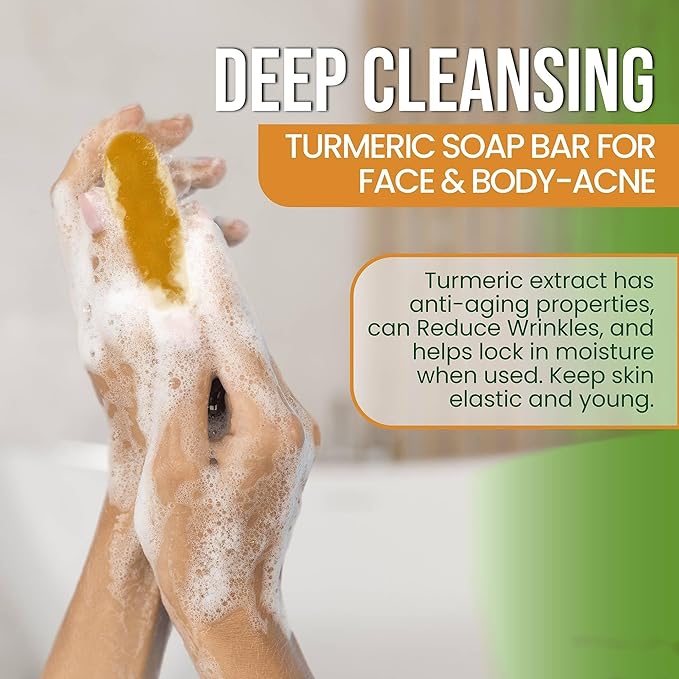 Turmeric Soap Bar for Face & Body, Smooth Skin, Natural Handmade Soap