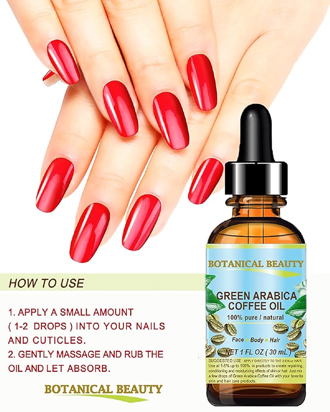 Botanical Beauty GREEN ARABICA COFFEE OIL Brazilian 100% Pure Virgin Unrefined for Face, Skin, Hair, Lip, Nails. Anti - Aging Face Oil (0.5 Fl Oz)