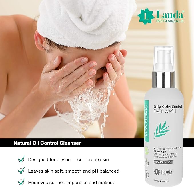 LAUDA BOTANICALS Daily Face Wash – Anti Aging Exfoliating Moisturizing Facial Cleanser with Vitamin C & Antioxidants, Brightens, Smoothes, Hydrates, for Combination & Oily Skin, 4 Oz