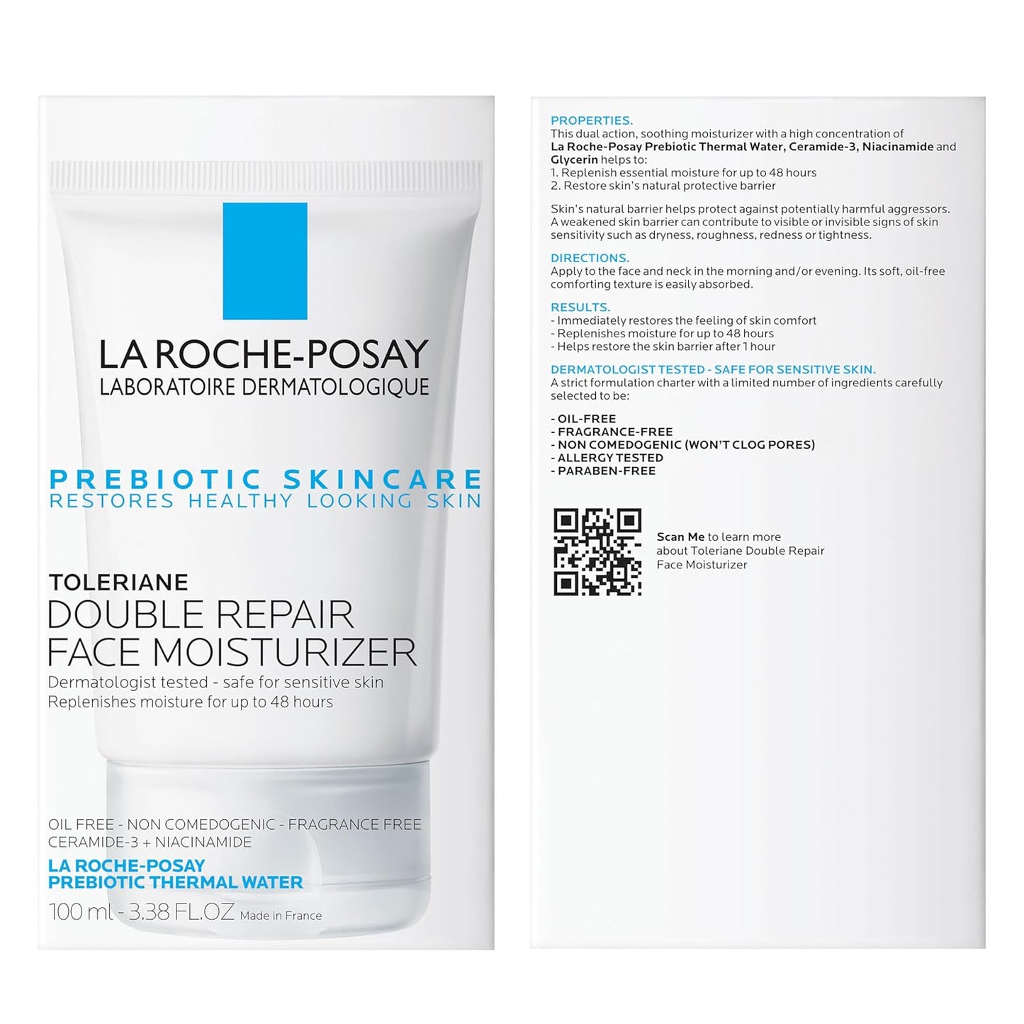 La Roche-Posay Toleriane Double Repair Face Moisturizer โ Hydrating Daily Cream with Ceramide & Niacinamide, Fragrance-Free