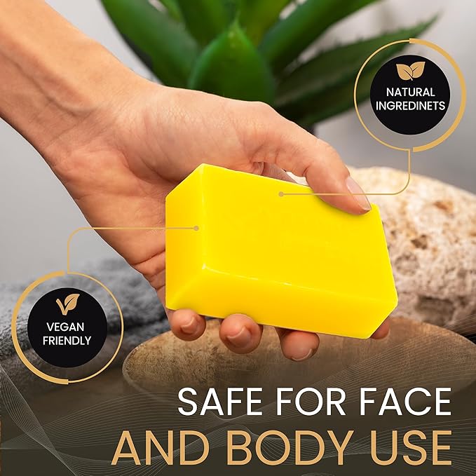 Lemon Turmeric Kojic Acid Soap Bar - 3-Pack Plant-Based Face & Body Bar Soap - Gentle Daily Soap for All Skin Types - Vegan Skincare Gift for Men & Women