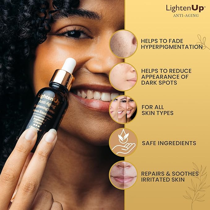 OMIC Lighten-Up Skin brightening Serum, 1 Fl oz / 30 ml, for Face, Armpits, Hands, Knees and Body, with Argan Oil and Shea Butter
