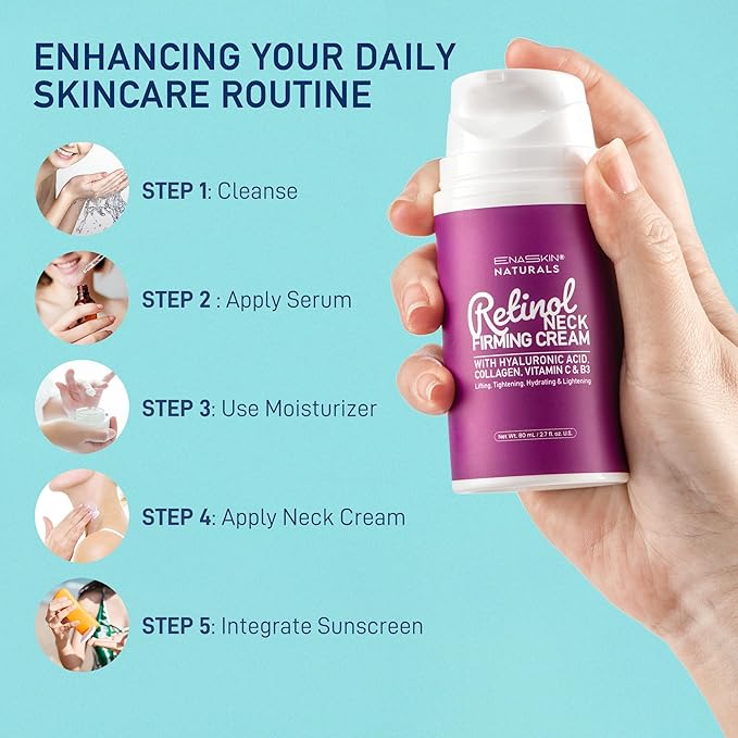 Retinol Neck Firming Cream: Advanced Face Tightening and Lifting Cream with Hyaluronic Acid, Collagen and Vitamin - Tightening Wrinkles, Firming Sagging Skin on Face, Neck, Décolleté - 2.7 Oz