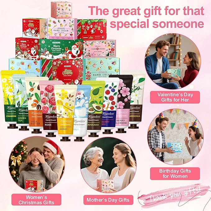 10 Pack Hand Cream Gift Set, Natural Plant Scents, Moisturizing Hand Lotion, Gifts for Women, Birthday, Mother's Day, Valentine's Day, Christmas, Thank you Gifts,Travel Size 20ml