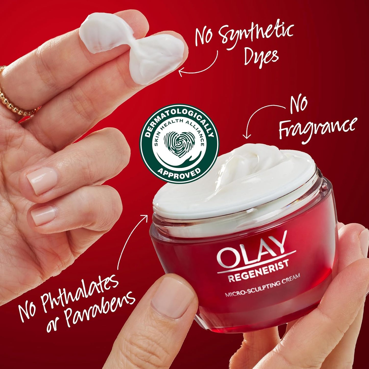 Anti-Aging Face Moisturizer for Women Over 40 – Olay Regenerist Micro-Sculpting Cream, Fragrance-Free – Hydrating & Firming Wrinkle Cream with Hyaluronic Acid, Niacinamide & Peptides – 1.7 oz