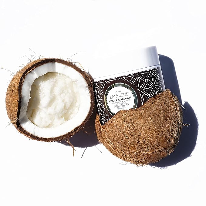 LALICIOUS Sugar Coconut Sugar Scrub, Exfoliating Body Scrub, Moisturizing Extraordinary Whipped Body Exfoliator, Gentle Exfoliating Body Scrubber Exfoliator for Radiant Skin, No Parabens - 16oz