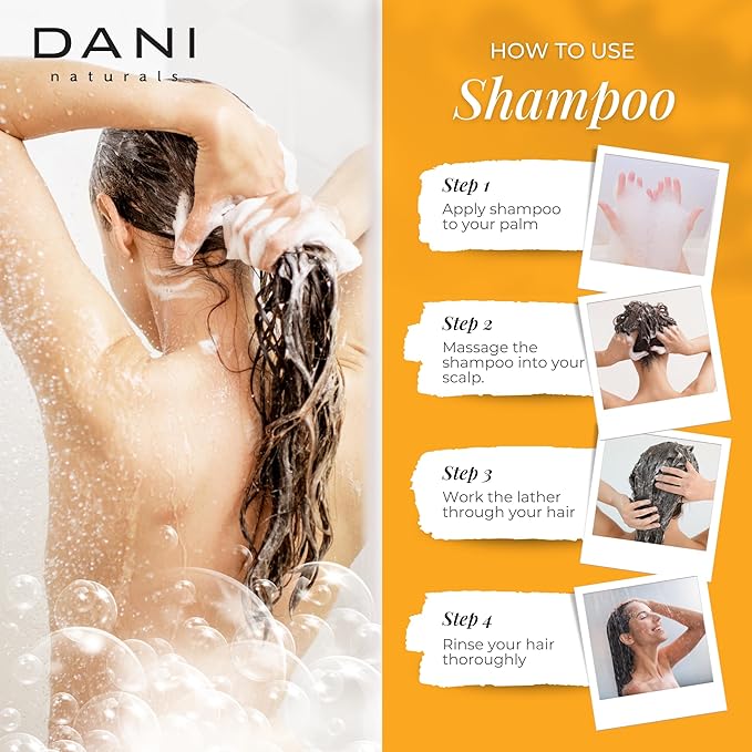 DANI Naturals Sulfate-Free Shampoo - Grapefruit Ginger – Detoxifying & Clarifying Formula for Oily, Thick & Curly Hair, 12 oz – Nourishing, Vegan, & Color-Safe