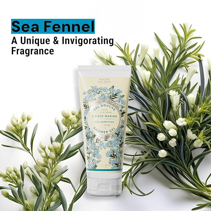 Panier des Sens - Sea Samphire Moisturizing Body Wash for Women & Men - Gentle Shower Gel with 96% Natural Ingredients for Normal, Sensitive Skin - Body Care Made in France, SLS Free, Vegan - 6.8 Floz