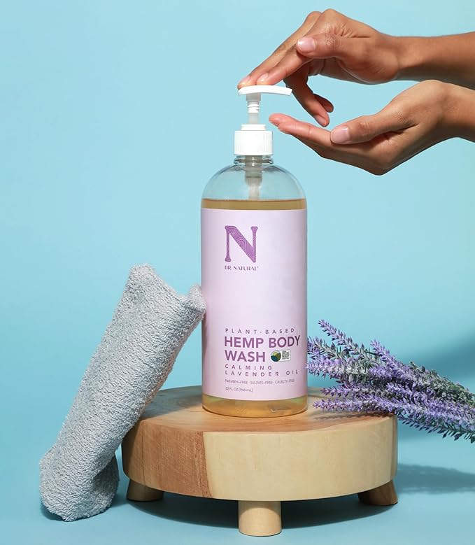 Dr. Natural Hemp Body Wash - Natural for Sensitive Skin - Moisturizing - Anti-Aging and Acne Reduction - Calming Lavender - 32 oz