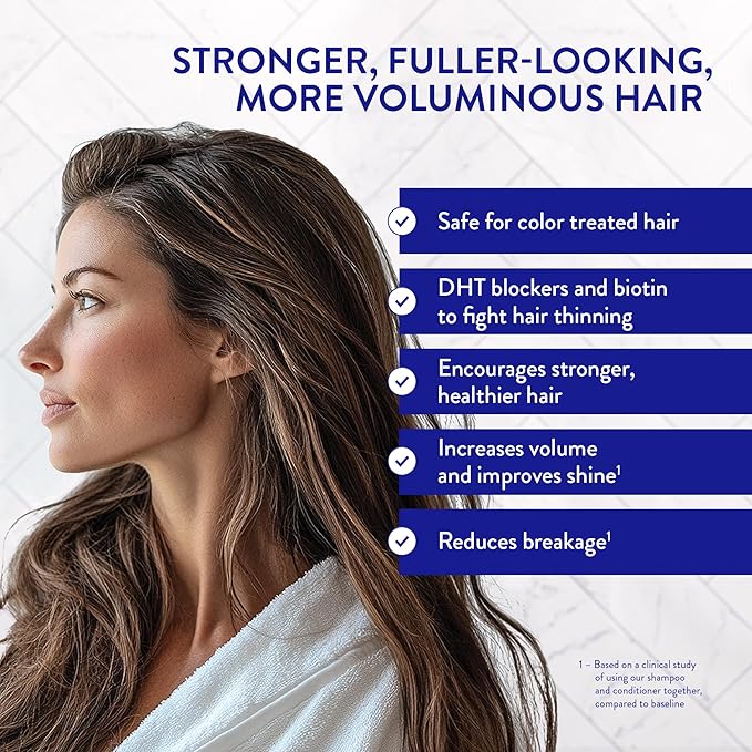 Routine Wellness Anti-Thinning Shampoo for Thinning Hair - Biotin DHT Blocker Women & Men - Color Safe Shampoo for Hair Loss & Healthy Hair - Cucumber (Pack of 2)