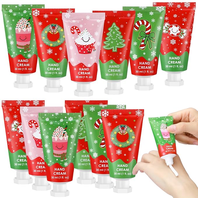 Loopeer 12 Pcs Christmas Hand Cream Gifts Bulk for Women Hand Lotion Travel Size Mini Cremas Para Manos for Dry Cracked Hands Moisturizer Cream for Stocking Stuffers Gift Xmas travel Calendar Advent