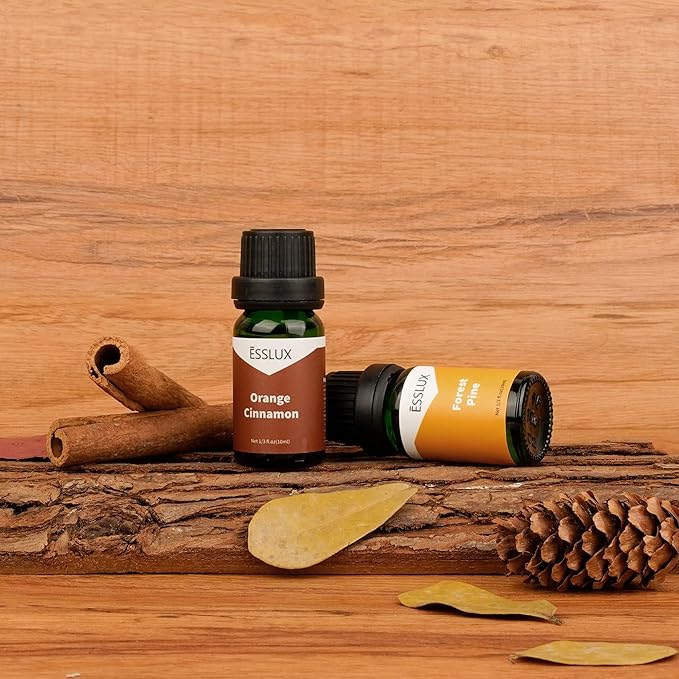 Fall Fragrance Oil, ESSLUX Autumn Essential Oils Set, Soap Candle Making Scents, Fall Scented Essential Oils for Home Diffuser Laundry, Forest Pine, Orange Cinnamon, Pumpkin Pie, Maple Syrup, 6X10 ml