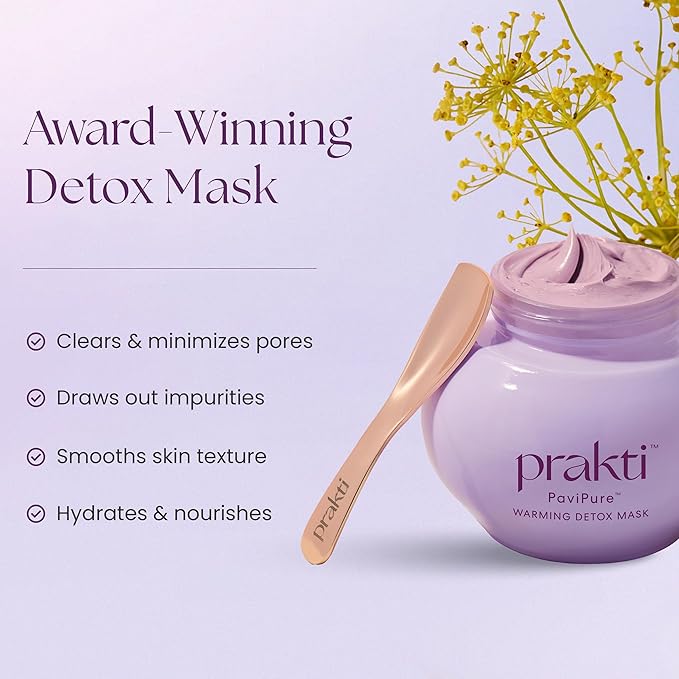 Prakti PaviPure Warming Detox Mask, Clears & Minimizes Pores, Smooths & Hydrates with Natural AHAs, 1.8 fl oz