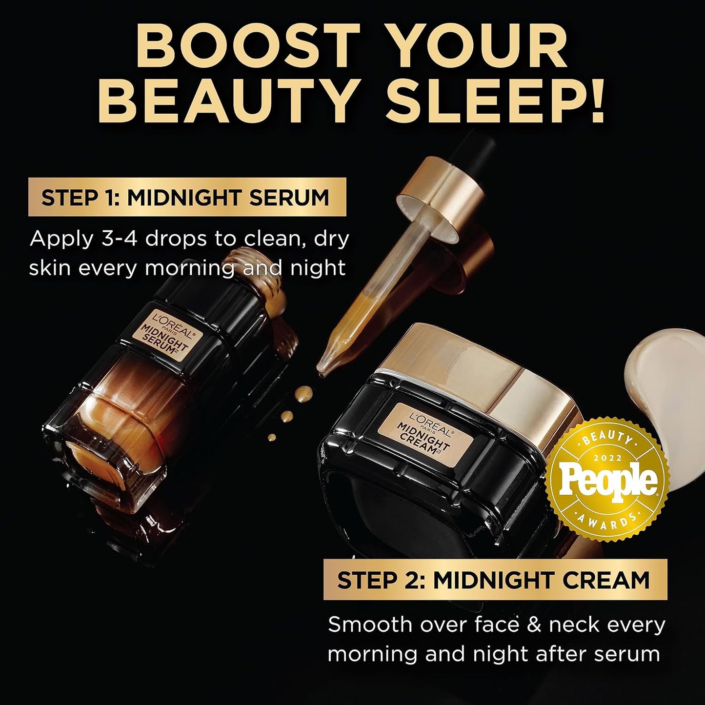 Age Perfect Midnight Anti-Aging Face Serum with Niacinamide & Antioxidants – Wrinkle Reducing Night Serum for Mature Skin + Bonus Eye Cream Sample | 1 Oz