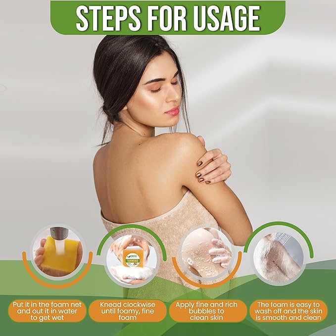 Turmeric Soap Bar for Face & Body – Handmade Natural Cleanser, Gentle Herbal Skincare for All Skin Types, Face Wash & Body Soap (Pack of 3)