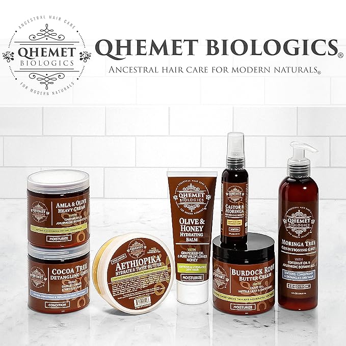 Qhemet Biologics Coconut & Green Tea Softening Serum - Lightweight Hair Serum to Soften, Smooth & Revitalize Dry Hair - Adds Slip and Shine to Thin, Fine, Low Porosity Strands (2 oz)