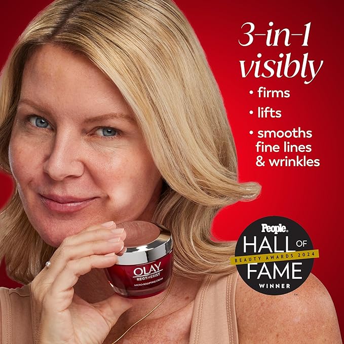 Olay Face Moisturizer, Regenerist Micro-Sculpting Cream for Women, Trial Size - Instant Hydration, Anti-Aging, Anti-Wrinkle, Firming Skin Care - Hyaluronic Acid, Niacinamide, Amino Peptides, 0.5 Oz