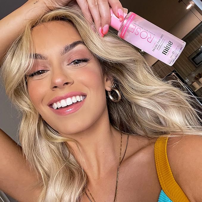 Minetan Rose Face Tan Mist | Clear Facial Self Tanning Spray | Gradual Daily Sunless Tanner, Infused | Soothing Rose Water & Vitamin C, Hydrating, Golden Glow Skin Finish | 3.38 Fl Oz