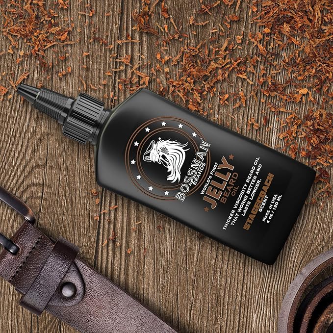 Bossman Jelly Beard Oil for Men (4 oz, Stagecoach Scent) – Softens, Moisturizes & Conditions with Natural Ingredients