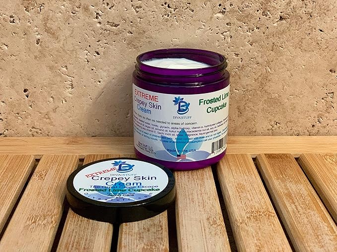 Extreme Crepey Skin Body & Face Cream With Hyaluronic Acid, Alpha Hydroxy and More, by Diva Stuff (Frosted Lime Cupcake)