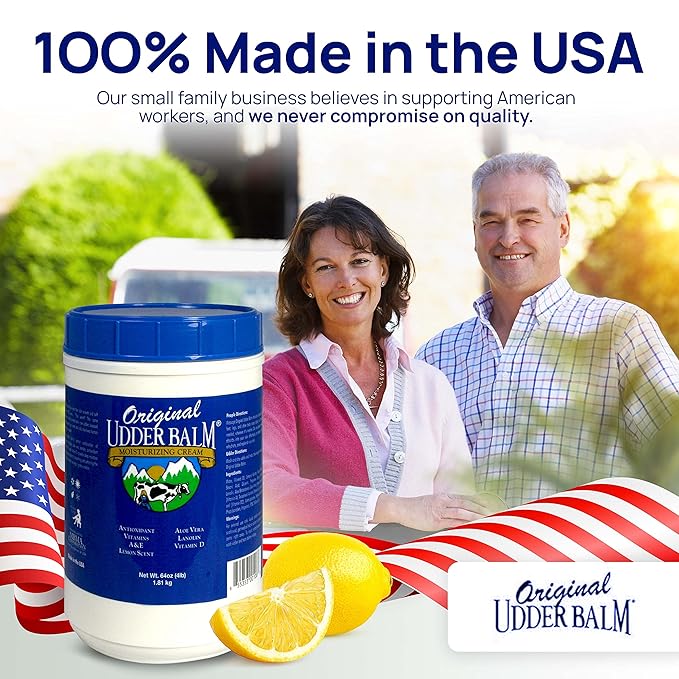 Original Udder Balm Refill Tub - Made in USA - Extra Thick Udder Cream & Hand Balm for Dry Skin, Cracked Heels, Rough Hands – Deep Moisture Heel Cream & Foot Moisturizer with Aloe Vera, 64 Fl Oz