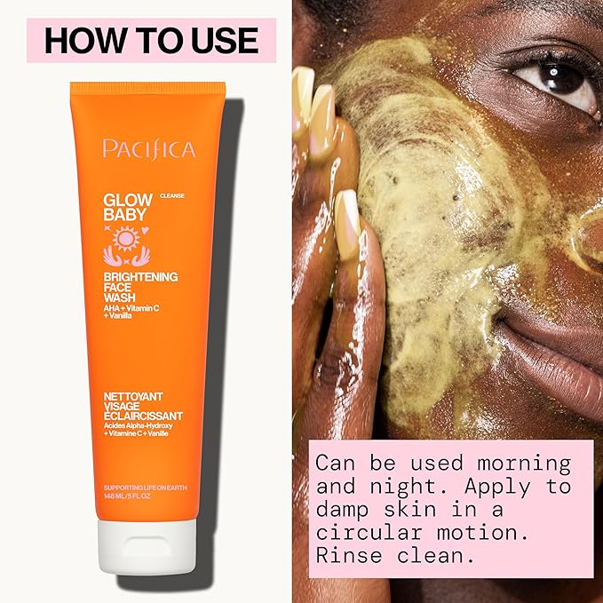 Pacifica Beauty Glow Baby Brightening Face Wash & Enzyme Face Scrub Set, Skincare, Vitamin C, Glycolic Acid, Vitamin E, Facial Cleanser, Exfoliator, Skin Care, Vegan, 5 fl oz and 4 fl oz (Set of 2)
