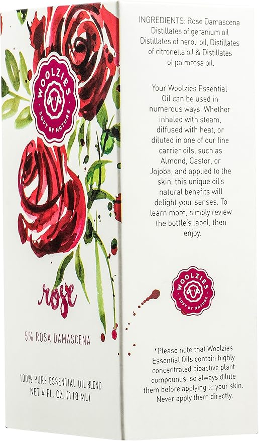 Woolzies Best Natural Rose Essential Oil Blend 4 Oz - Therapeutic & Premium Graded Aromatherapy Oil - Most Popular for Relaxation, & Skin Use - for Diffusion & Topical Use