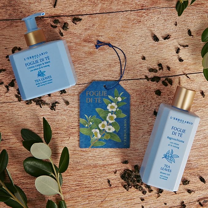 L'Erbolario Body and Hand Cream - Toning and Moisturizing Hand Lotion for Women and Men with Cocoa Butter - Citrus Floral Scent - Tea Leaves - 8.4 oz
