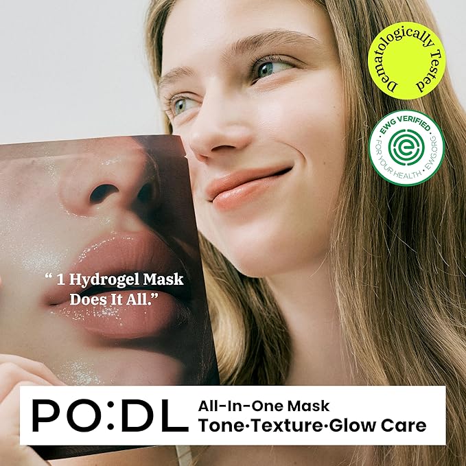 podl All-In-One Hyaluronic Hydrogel Mask(4ea) | Collagen Face Mask for Glass Glow Skin | Deep Hydration & Radiance Boosting | Improves Skin Elasticity & Firmness | Korean Face Mask Skincare